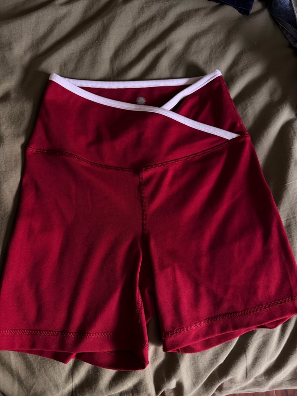 Yogalicious Red Athletic Shorts with White Trim